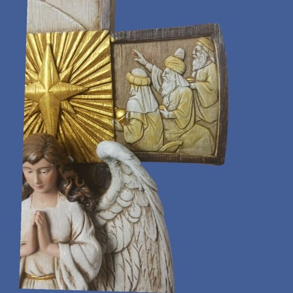 Avalon Gallery Christmas Treasures Nativity Story Figure Cross With Angel "14" - Picture 4 of 12
